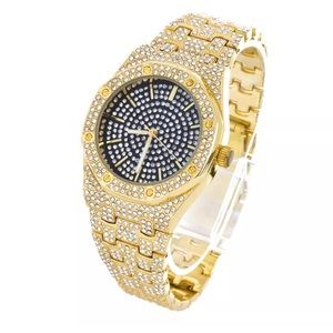 NEW!! Techno Pave Bling Men's Fashion GP Iced Metal Band Watches WM 8651 GBK